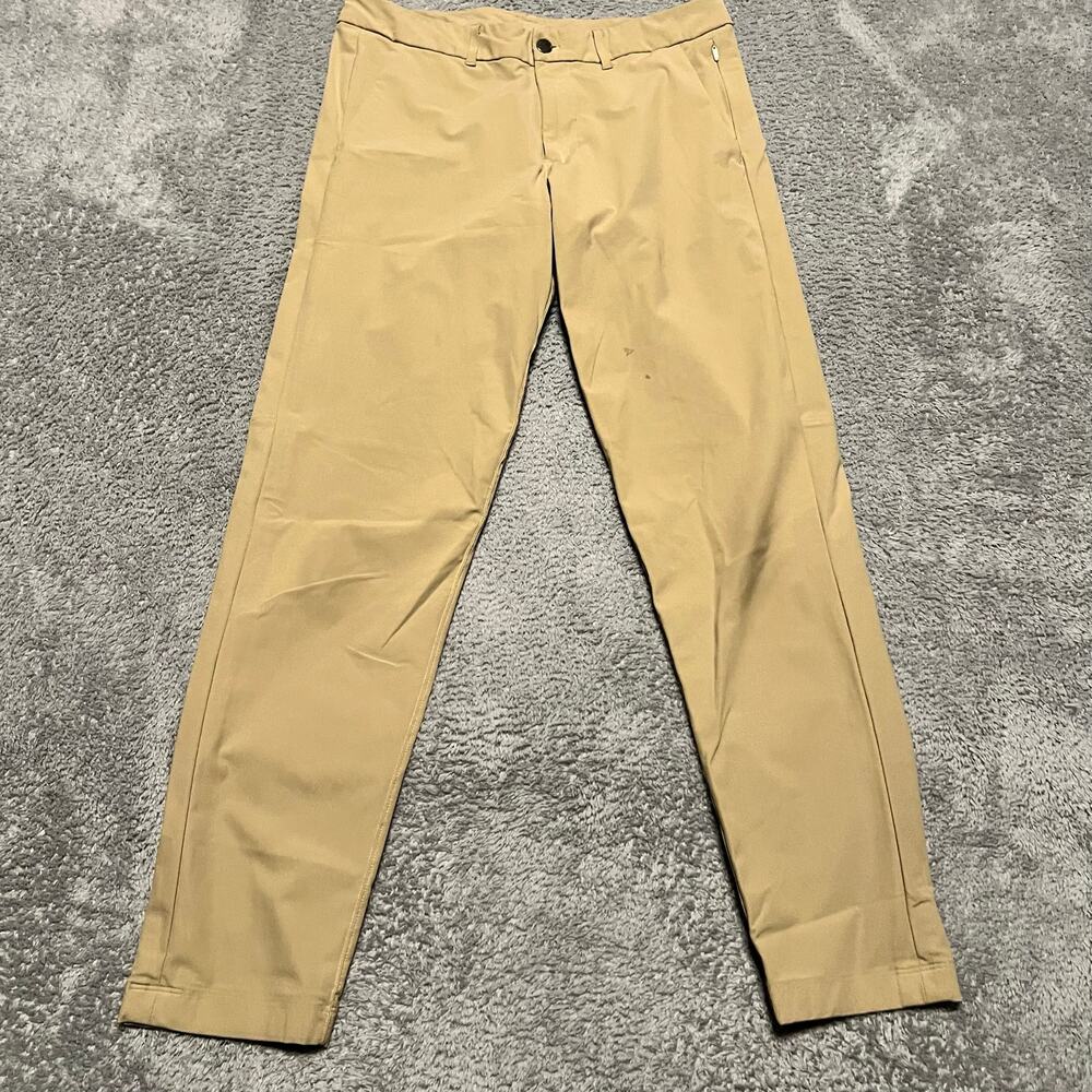 Lululemon Commission Pants Mens 32 x29.5 Tan Slim Fit Warpstreme M5439S **